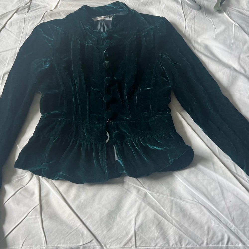 Necessary Objects fully lines velour jacket. XS.